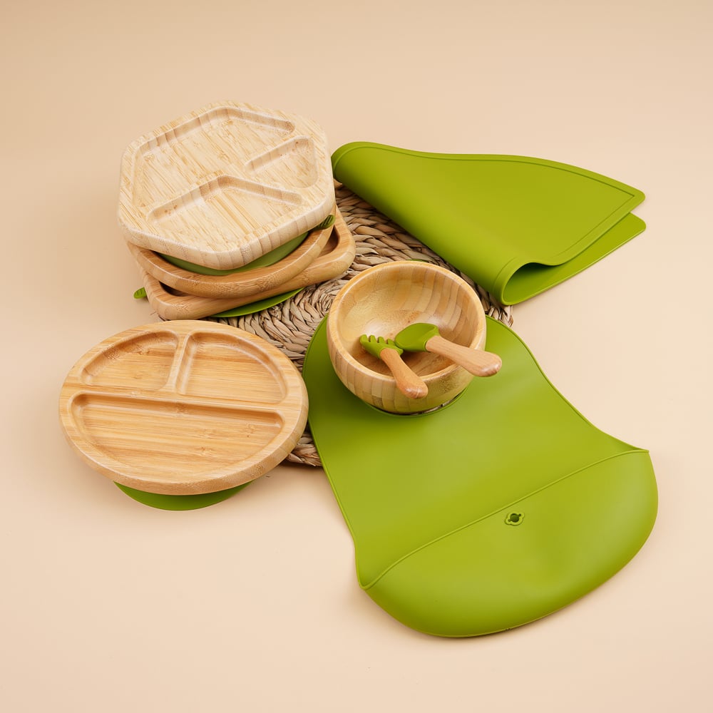 Ensemble d&#x27;alimentation pour bébé en silicone et bambou biologique