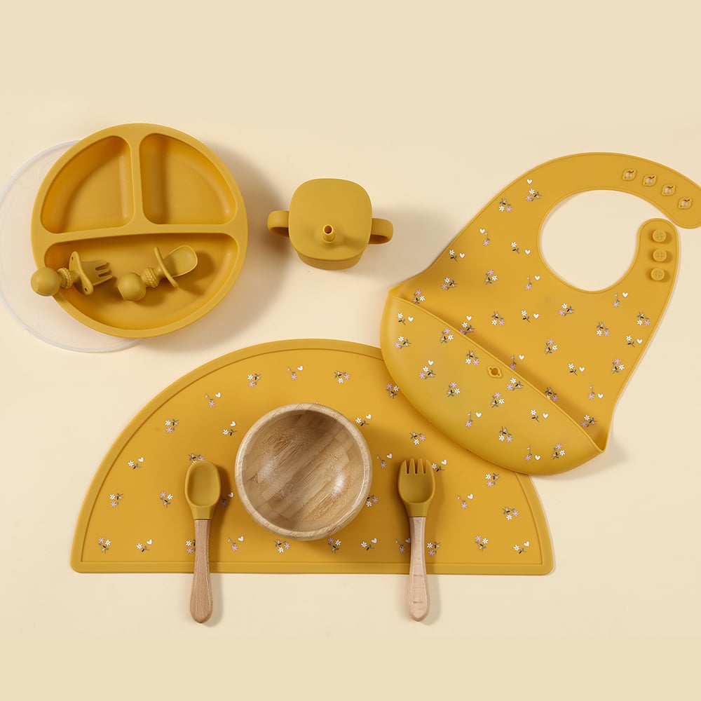 Ensemble d&#x27;alimentation en silicone pour bébé imprimé