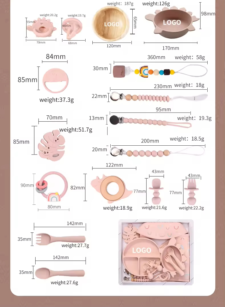 Kit d'alimentation et de sevrage pour silicone imprimé arc-en-ciel