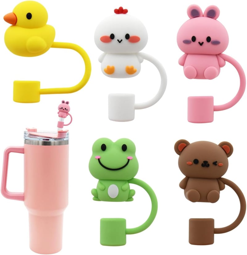 Pailles réutilisables en silicone pour princesse, couvre-paille à sublimation, breloques pour gobelet, tasse Stanley