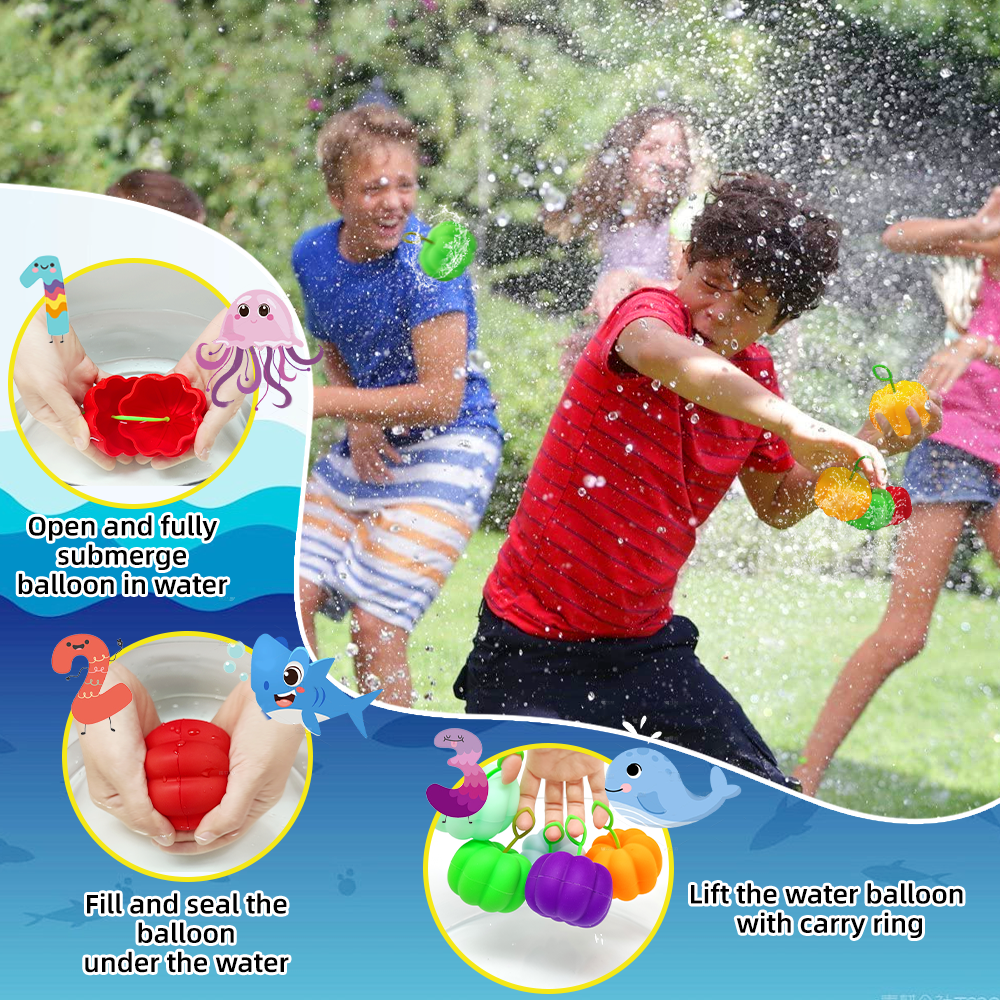 Jouets de bain de plage en silicone personnalisés Ballons d'eau réutilisables Jeu de combat d'eau pour enfants rechargeables rapidement pour fête d'été